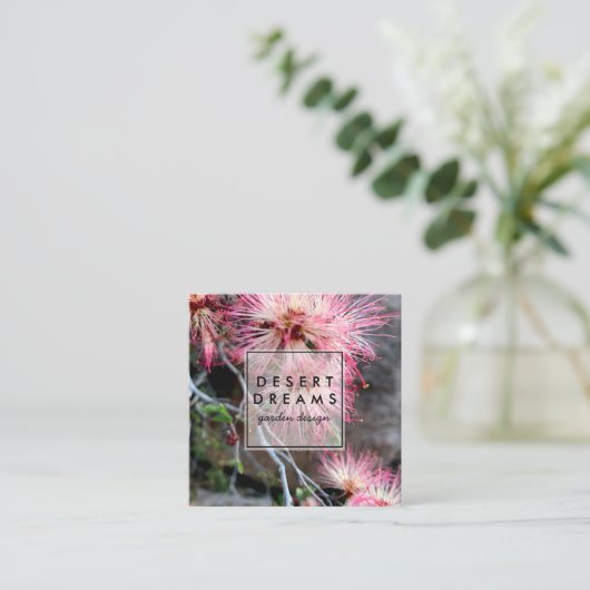 Roze woestijn - Strooier - Wildflower Fotoreis Vierkante Visitekaartje (Staand voorkant)