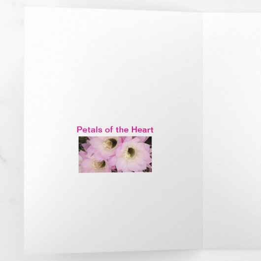 Roze woestijnbloemblaadjes drieluik kaart (Binnenzijde eerst)