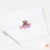 Roze wof Dog Ronde Sticker (Envelop)