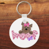 Roze wof Dog Sleutelhanger (Voorkant)