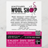 Roze wol Winkel, Knitting Store, Garn Store Flyer (Voorkant)