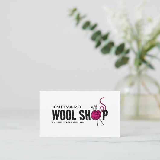 Roze wol Winkel, Knitting Store, Garn Store Visitekaartje (Staand voorkant)