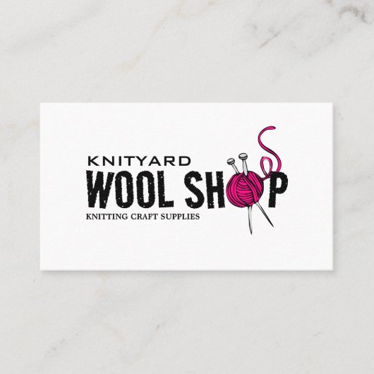 Roze wol Winkel, Knitting Store, Garn Store Visitekaartje (Voorkant)