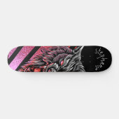 Roze Wolf Head Monogram Skateboard (Horizontaal)