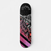 Roze Wolf Head Monogram Skateboard (Voorkant)