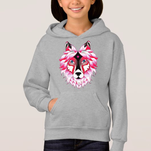 Roze Wolf Head Polygon Design-24531 (Voorkant)