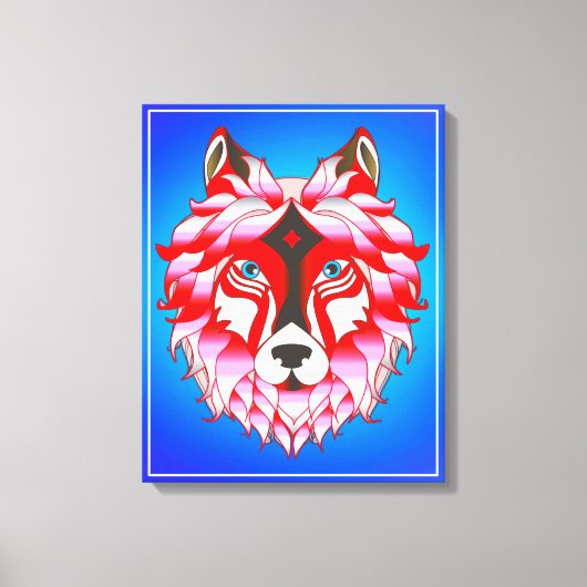 Roze Wolf Head Polygon Design-24531 Canvas Afdruk (Voorkant)