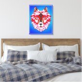 Roze Wolf Head Polygon Design-24531 Canvas Afdruk (Insitu (Slaapkamer))