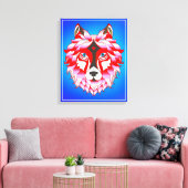 Roze Wolf Head Polygon Design-24531 Canvas Afdruk (Insitu (Woonkamer))