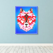 Roze Wolf Head Polygon Design-24531 Canvas Afdruk (Insitu (Houten vloer))