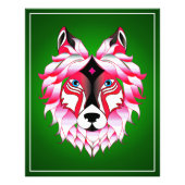 Roze Wolf Head Polygon Design-24531 Foto Afdruk (Voorkant)