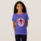 Roze Wolf Head Polygon Design-24531 T-shirt (Voorkant volledig)
