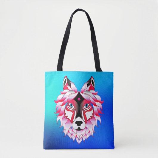 Roze Wolf Head Polygon Design-24531 Tote Bag (Voorkant)