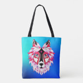 Roze Wolf Head Polygon Design-24531 Tote Bag (Achterkant)