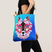 Roze Wolf Head Polygon Design-24531 Tote Bag (Dichtbij)