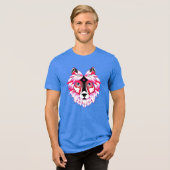 Roze Wolf Head Polygon Design-24531 Tri-Blend Shirt (Voorkant volledig)