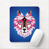 Roze Wolf Head Polygon Design-24631 Muismat (Met muis)