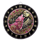 Roze wolf onder de maan trekt de aandacht dartbord (Voorkant)
