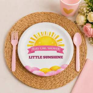 Roze wolk baby girl shower papieren bordje