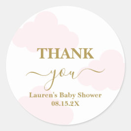 Roze Wolk Baby shower Meisje Classic Ronde Sticker