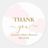 Roze Wolk Baby shower Meisje Classic Ronde Sticker (Voorkant)