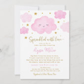 Roze wolk besprenkeld met liefde baby sprinkle kaart (Voorkant)