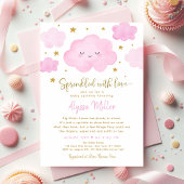 Roze wolk besprenkeld met liefde baby sprinkle kaart