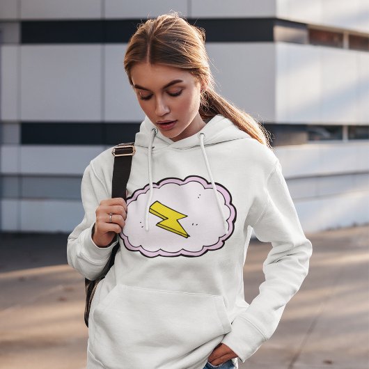 Roze wolk gele bliksemschicht hoodie