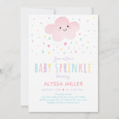 Roze Wolk Harten Meisje Baby Sprinkle Kaart (Voorkant)