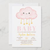 Roze wolk Meisje Baby shower Kaart (Voorkant)