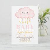 Roze wolk Meisje Baby shower Kaart (Staand voorkant)
