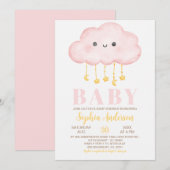Roze wolk Meisje Baby shower Kaart (Voorkant / Achterkant)