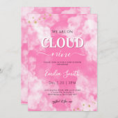Roze wolk negen baby shower kaart (Voorkant / Achterkant)