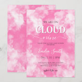 Roze wolk negen Meisje baby shower Kaart (Voorkant / Achterkant)