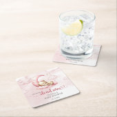 Roze wolk negen teddybeer meisje baby shower kartonnen onderzetters (Insitu)