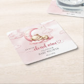Roze wolk negen teddybeer meisje baby shower kartonnen onderzetters (Schuin)