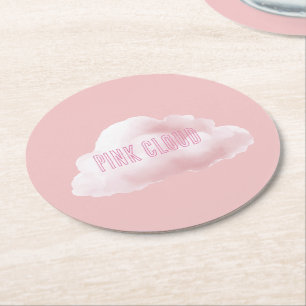 Roze Wolk Ronde Kartonnen Onderzetter