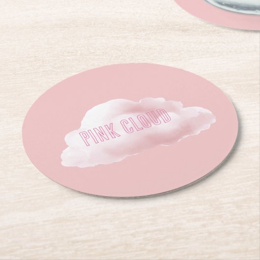 Roze Wolk Ronde Kartonnen Onderzetter (Gebogen)