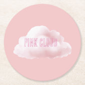 Roze Wolk Ronde Kartonnen Onderzetter (Voorkant)