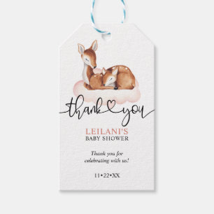 Roze wolk Waterverf Deer Baby shower Hartelijk dan Cadeaulabel