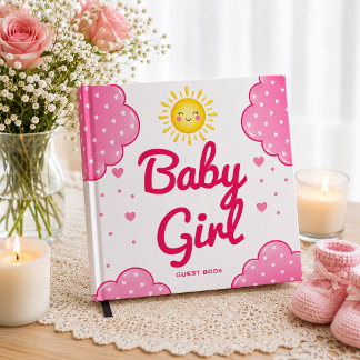 Roze wolken baby girl shower gastenboek