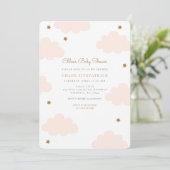 Roze wolken Baby shower Kaart (Staand voorkant)