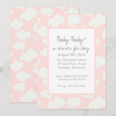 Roze wolken Baby shower uitnodiging (Voorkant / Achterkant)