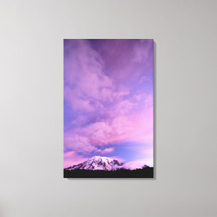 Roze wolken boven Mount Rainier Canvas Afdruk