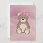 Roze wolken Cute Teddy Bear Baby shower Kaart (Achterkant)