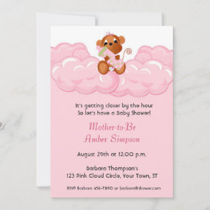 Roze Wolken, de Uitnodiging van het Baby shower