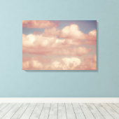 Roze wolken en blauw-hemelNatuur Triptych Canvas Afdruk (Insitu (Houten vloer))