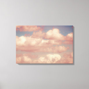 Roze wolken en blauw-hemelNatuur Triptych Canvas Afdruk