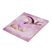 Roze wolken en ooievaar tegeltje (Zijkant)