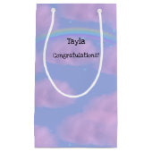 Roze Wolken en Rainbow Gepersonaliseerde Gift Bag Klein Cadeauzakje (Voorkant)